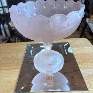 Elegant Pink Glass Compote Bowl Indian glass company
